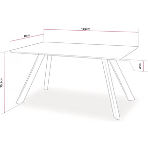 Table repas "Manhattan" Chêne / Noir - 160 x 90 x 75,5 cm