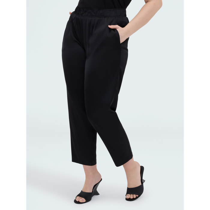 Fiorella Rubino - Joggers de raso elástico - Negro