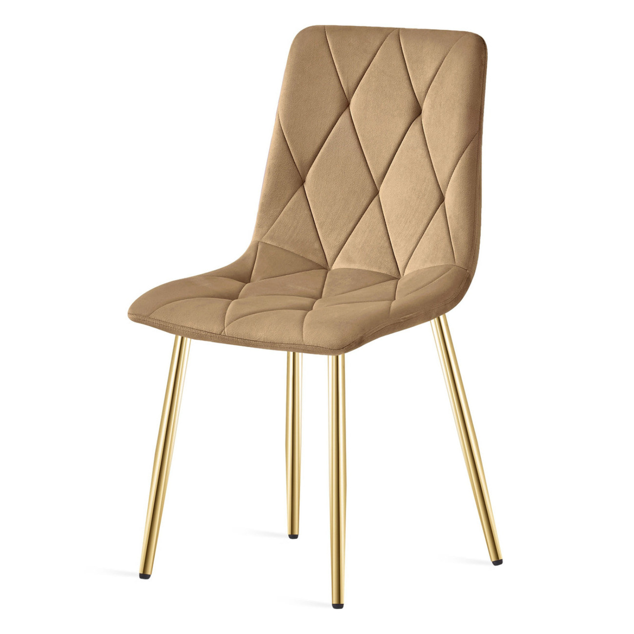 Set di 2 sedie Libra in velluto marrone e gambe oro