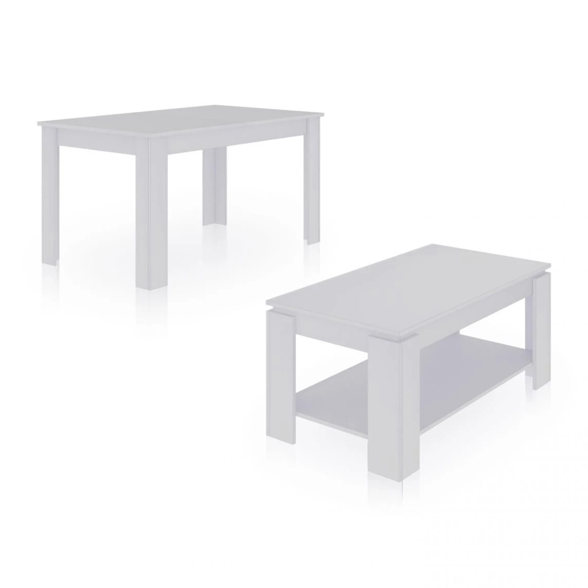 Pack mesa de comedor 140 y mesa de centro Lya Blanco Artik (Blanco Mate)