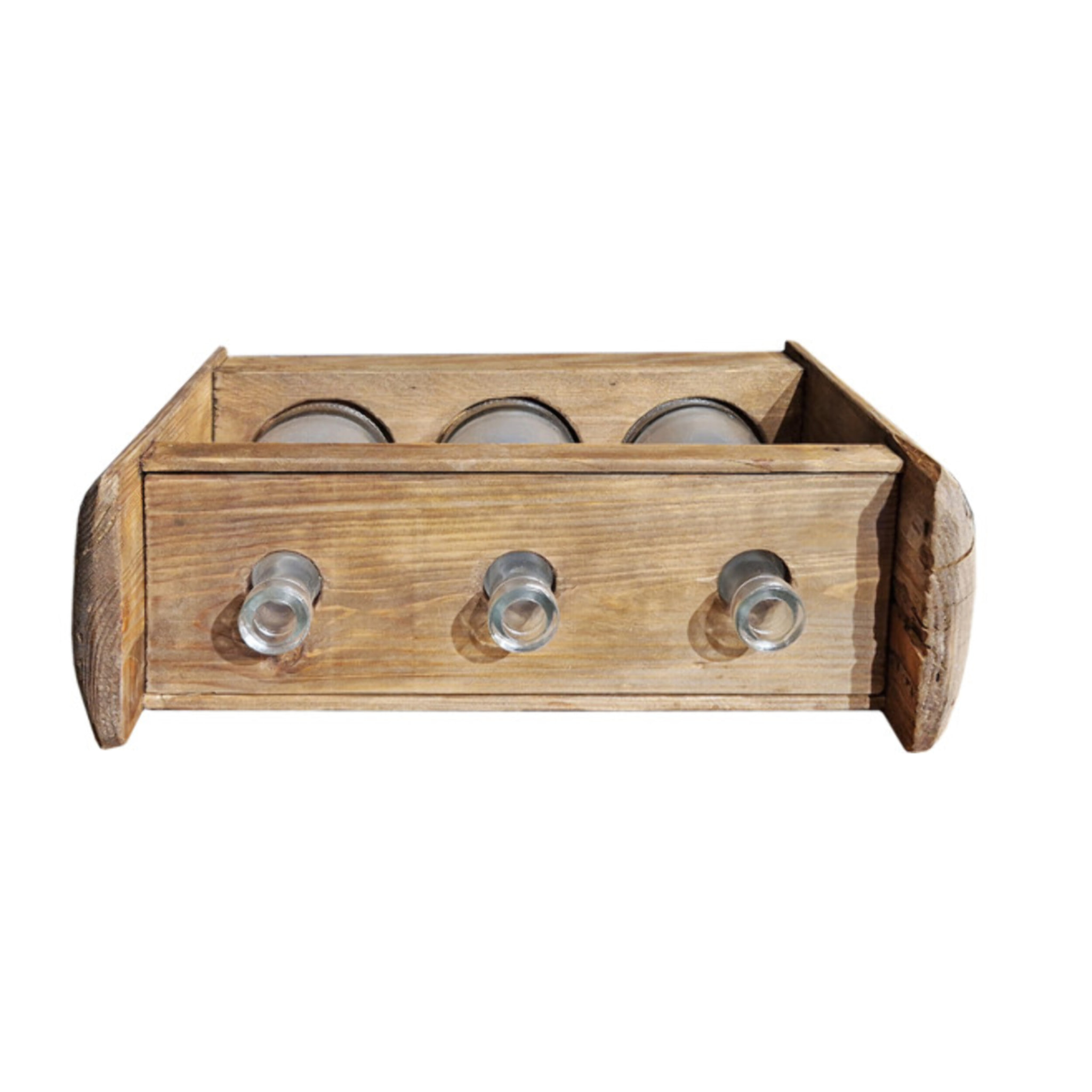 Décoration en bois de pin recyclé avec 3 vases - ORIGIN