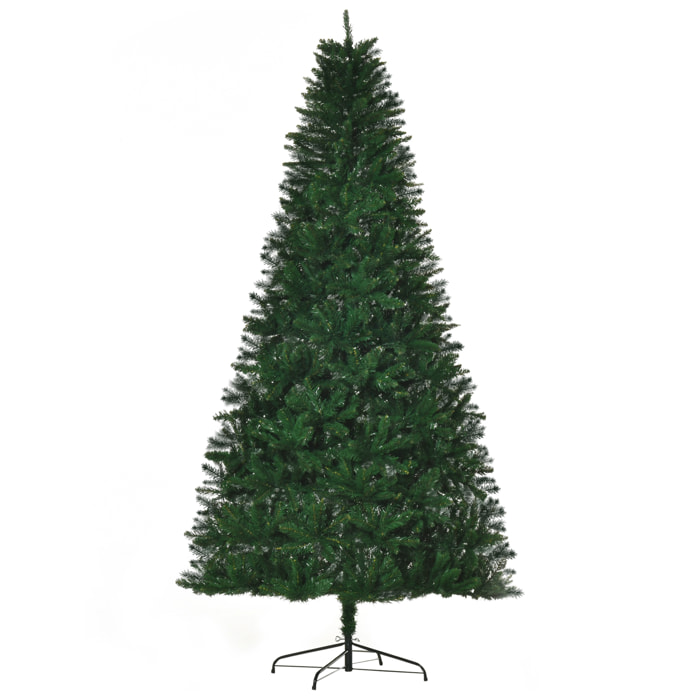 árbol de Navidad Artificial 240 cm Ignífugo con 1499 Ramas con 2 Tipos de Puntas de PVC Base Plegable y Soporte de Acero Decoración Navideña de Interior Verde