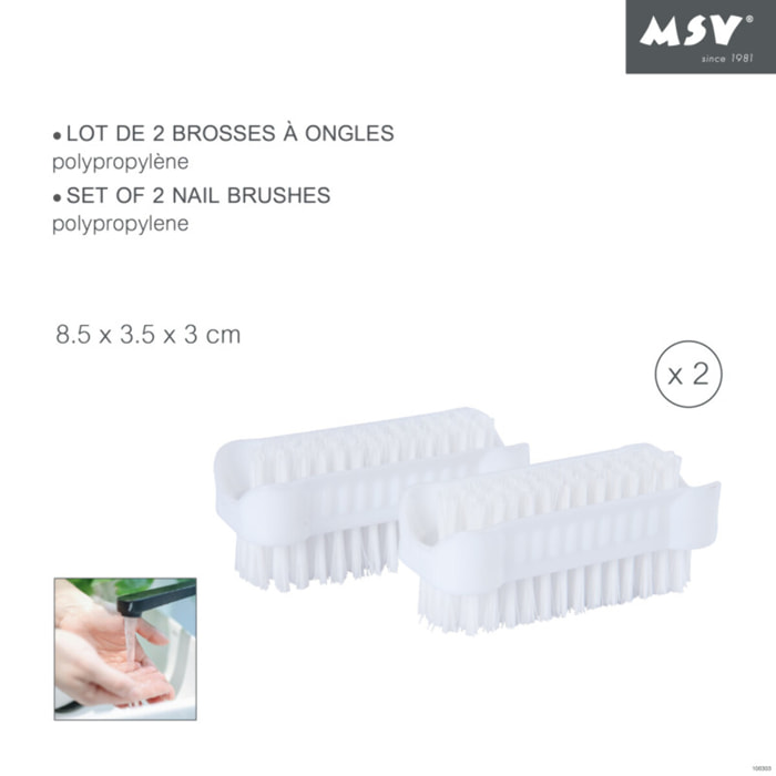 MSV Lot de 2 Brosses de nettoyage Blanc