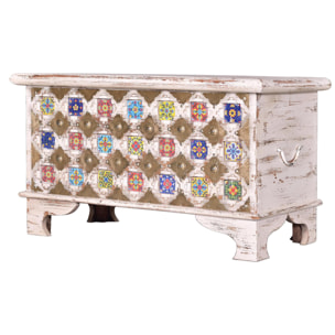 Baúl - madera de mango, cerámica y bronce - 80x40x46cm