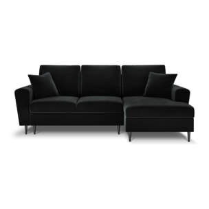 Canapé d'angle droit convertible avec coffre de rangement "Kyoto" 4 places en velours noir