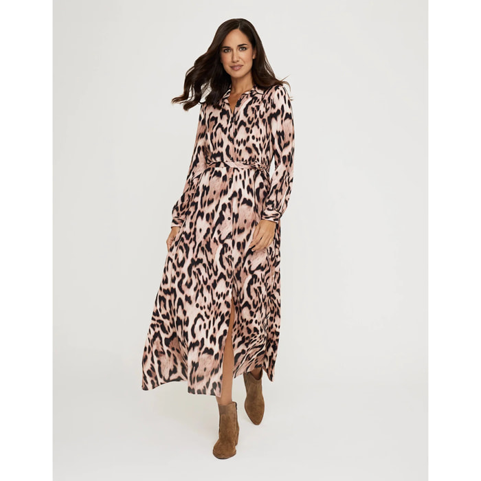 Vestido Largo Animal Print - Leormin