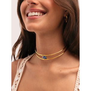 Collana Cianita Acciao Placcato Oro