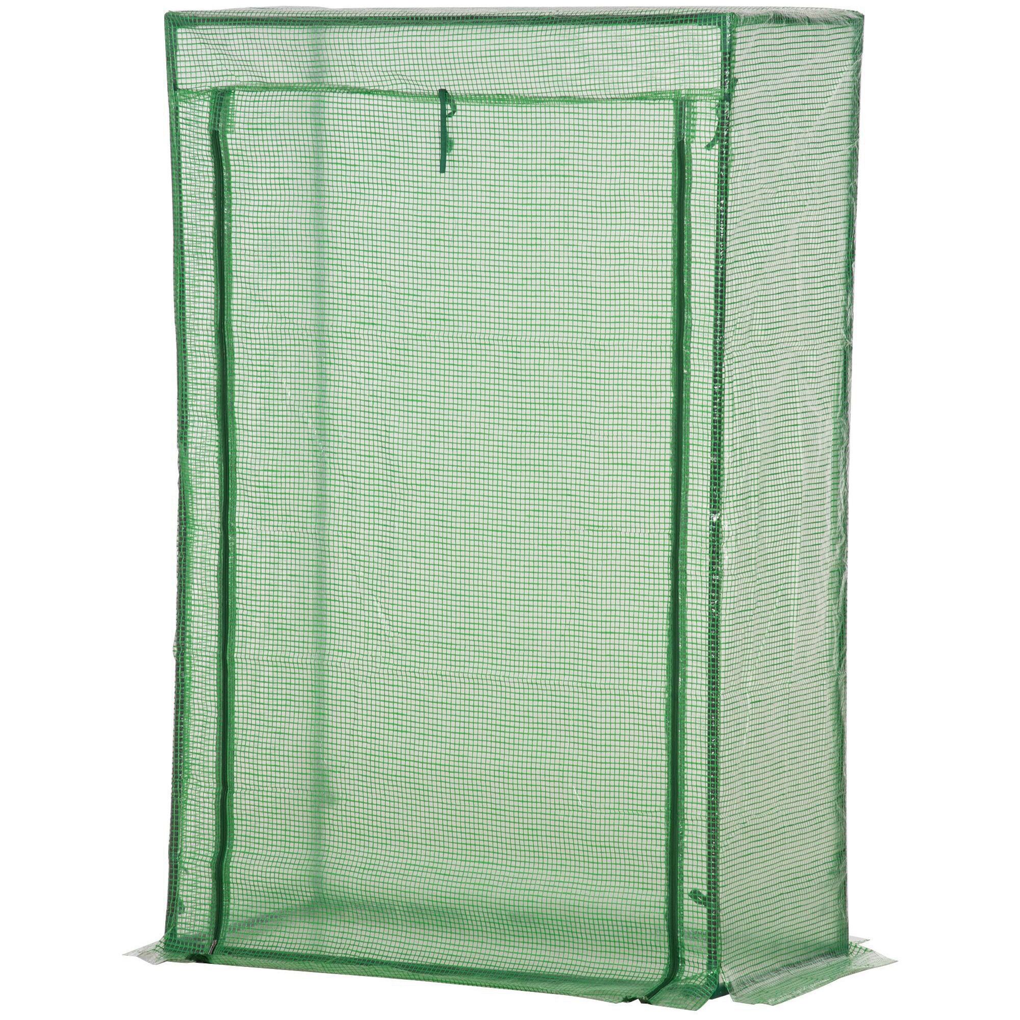 Serre de jardin serre à tomates porte zippée déroulante - 1x0,5x1,5m - acier PVC vert
