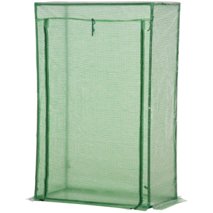 Serre de jardin serre à tomates porte zippée déroulante - 1x0,5x1,5m - acier PVC vert