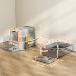Maison de toilette XL 80L acier inox multi-accessoires gris