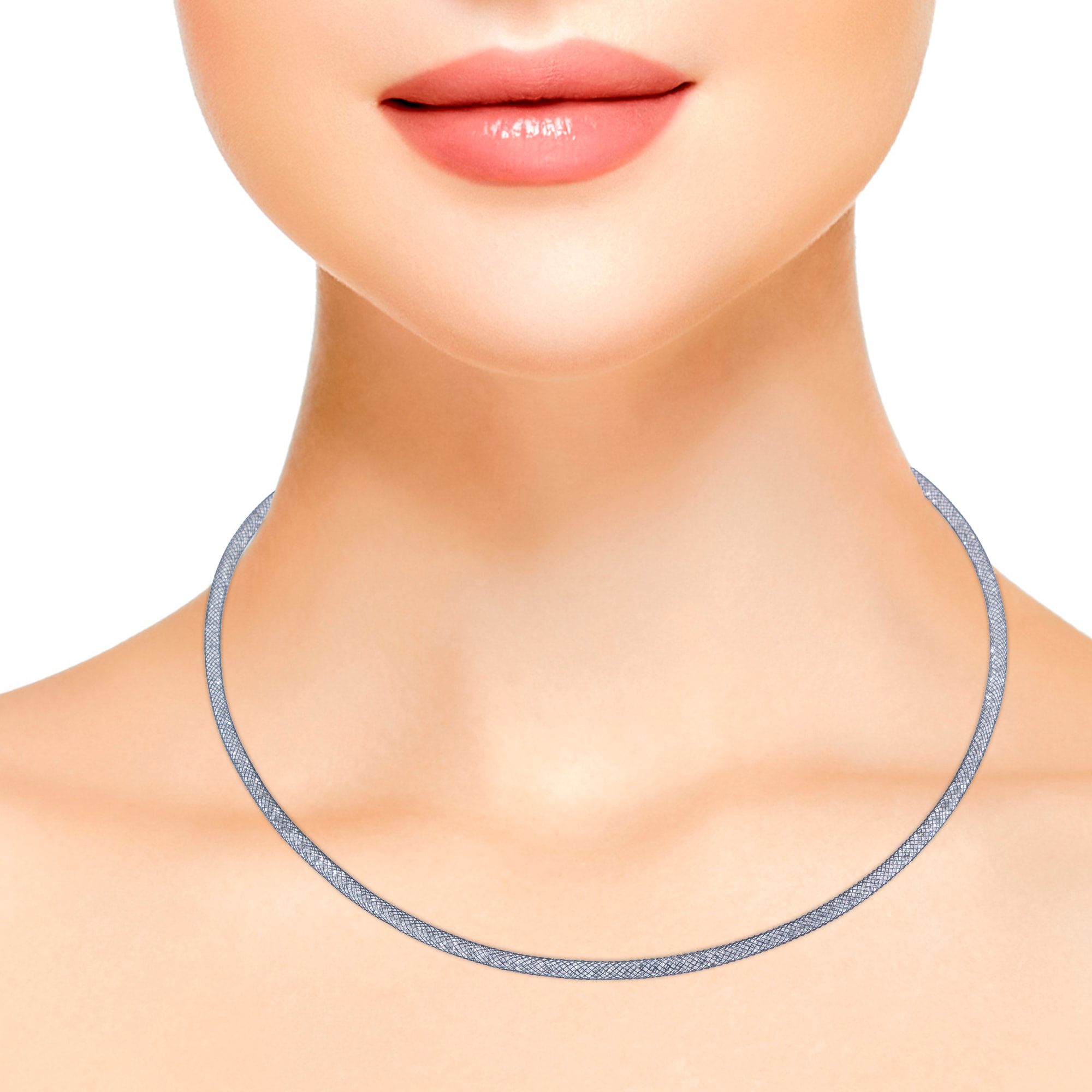 Pack de 4 collares de malla de cobre con relleno de cristal brillante y cierre de mosquetón de cobre.