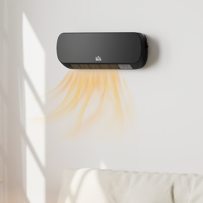 Radiateur mural soufflant 2000 W - chauffage céramique PTC - 3 niveaux de puissance - télécommande incluse noir