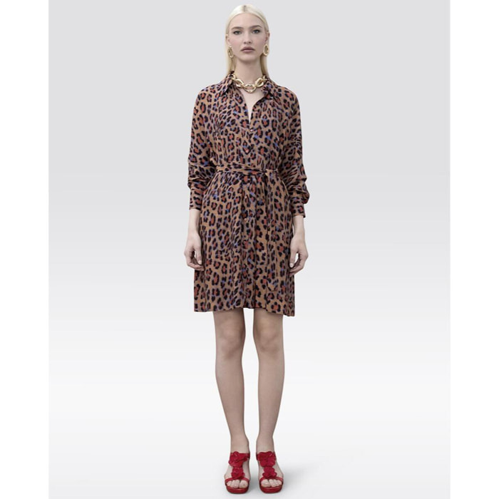 Abito corto con stampa animalier