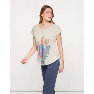 Camiseta Manga Corta Cactus Beige - Cactica
