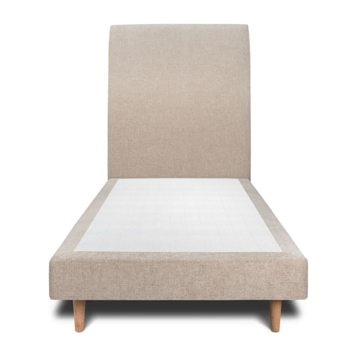 Lit avec tête de lit tapissée tissu et sommier tapissier ep14