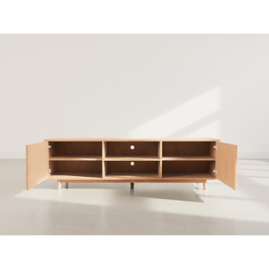 Freya - meuble tv 180 cm - 2 portes et 2 niches - Bois