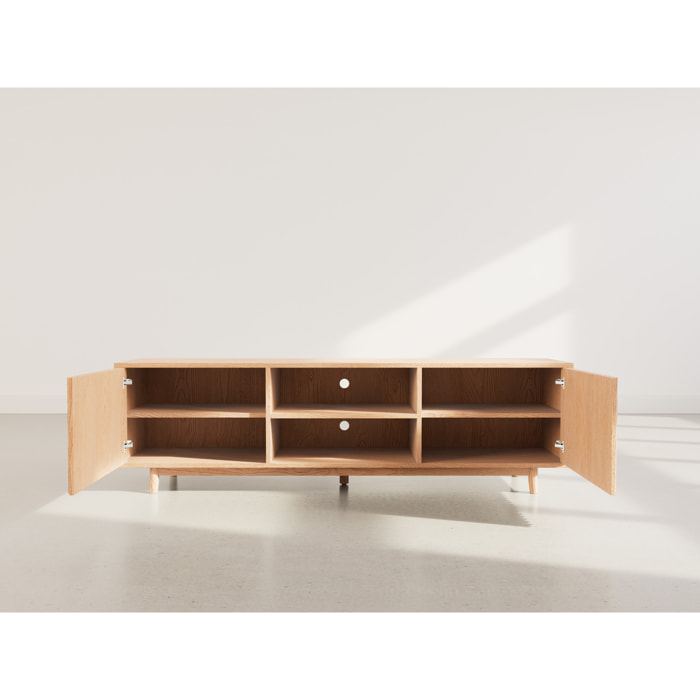 Freya - meuble tv 180 cm - 2 portes et 2 niches - Bois