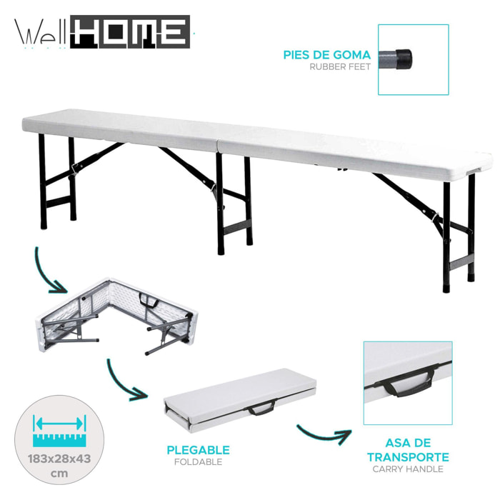 Well home - banco polietileno y estructura metálica, forma de maletín de 1,83 metros