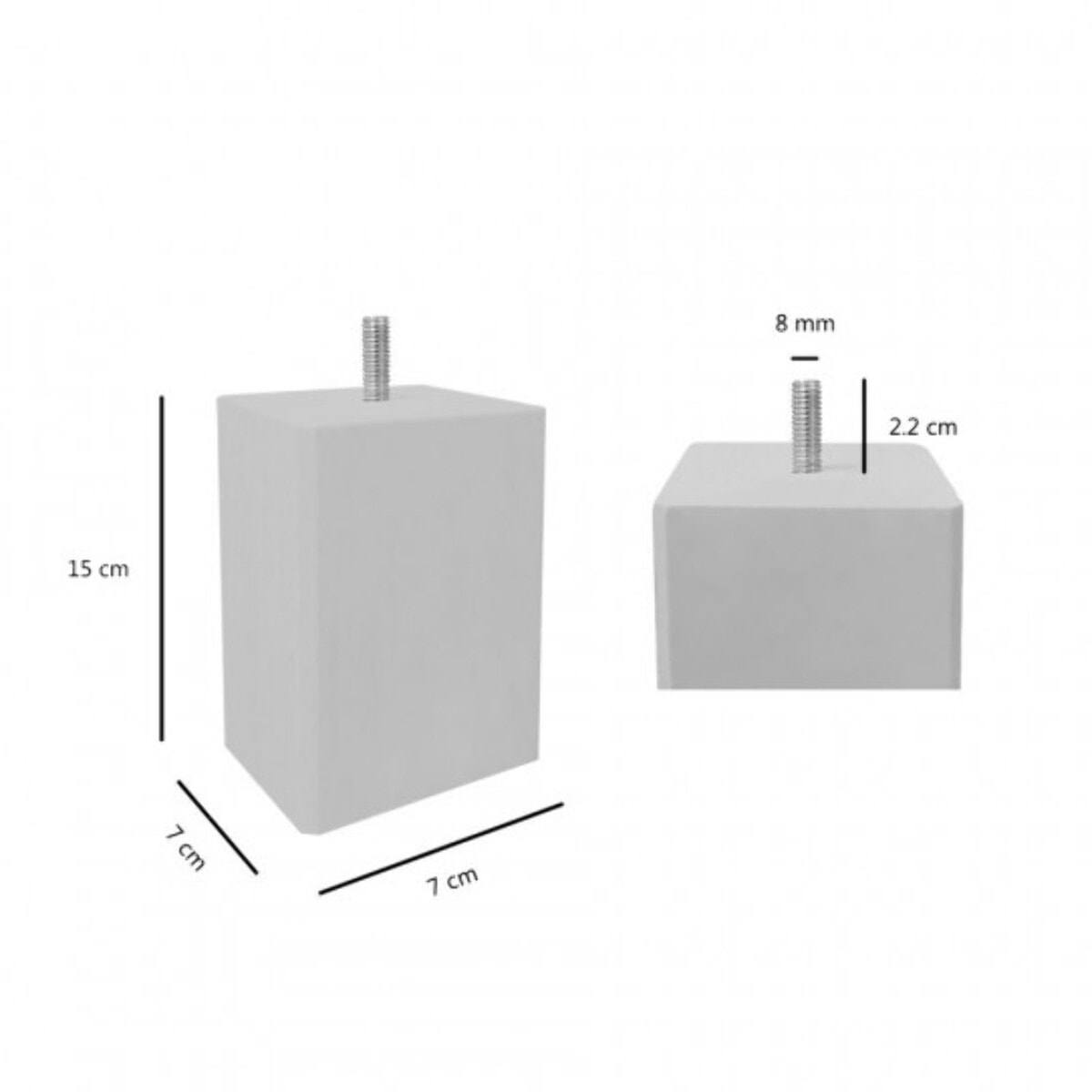 Pieds de lit 15 cm carrés en bois - 4 coloris - lot de 4 - EDDY