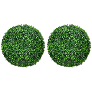 Lot de 2 buis artificiels topiaires artificielles en forme de boule Ø 40 cm PE vert