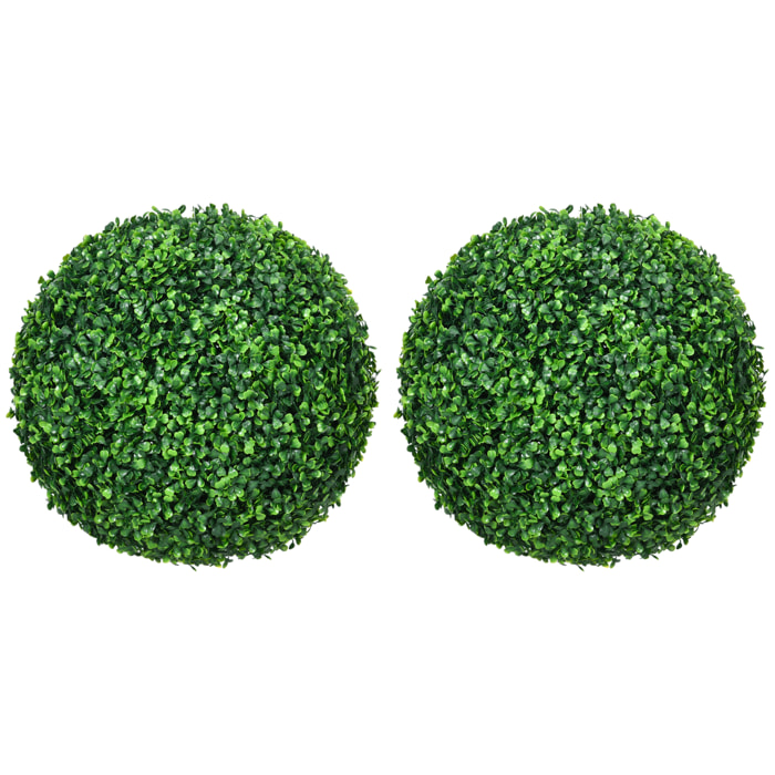 Lot de 2 buis artificiels topiaires artificielles en forme de boule Ø 40 cm PE vert