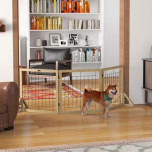 Barrera para Perros de Madera Valla para Mascotas Plegable de 3 Paneles con Plegado Bidireccional y Patas de Apoyo Triangulares para Puerta Pasillo Escalera 210x44x70 cm Madera Natural