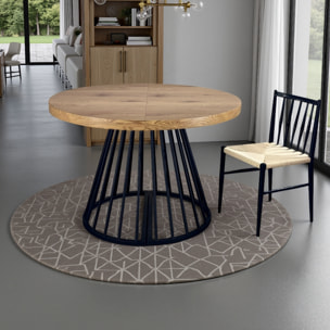 Table à manger ronde extensible Tomasucci FEAR, en MDF finition chêne, 110 × 110 × 76,5 cm