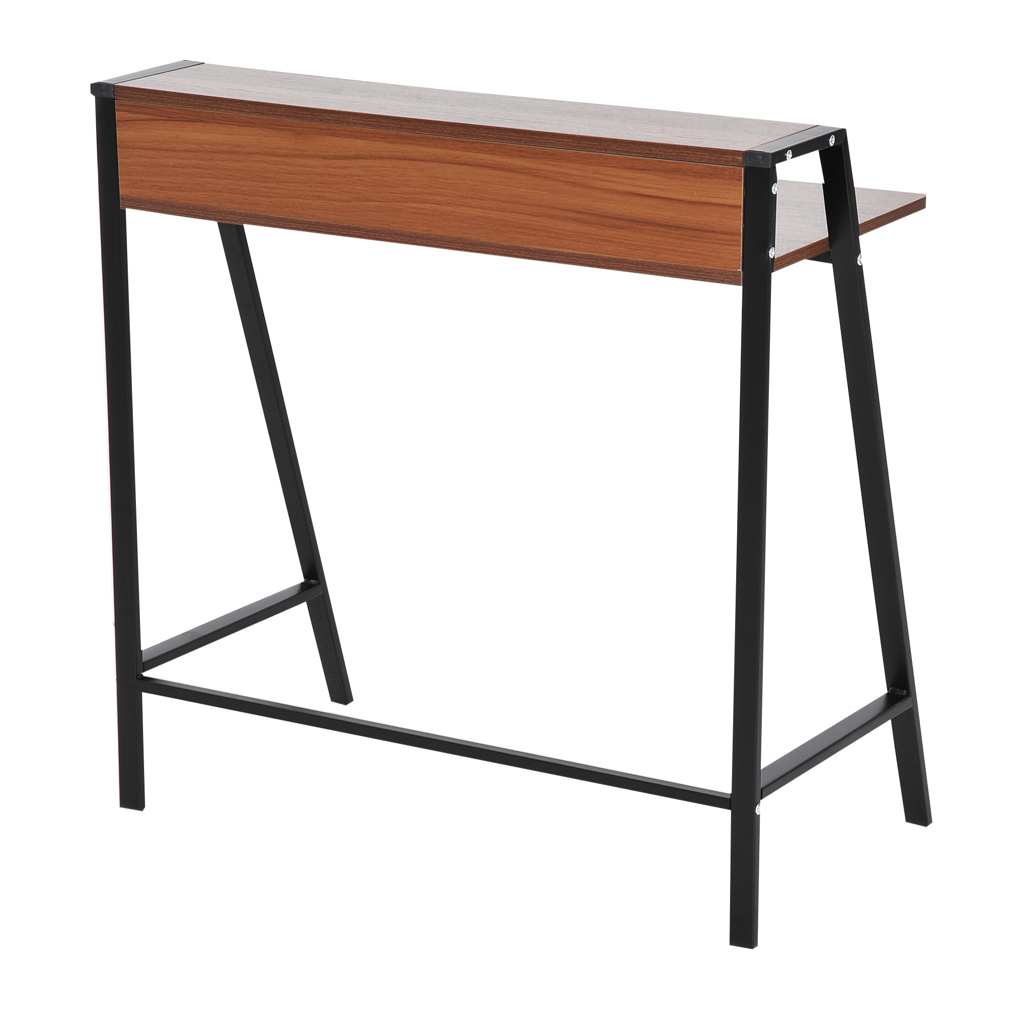 Bureau secrétaire bureau informatique dim. 84L x 45l x 85H cm style néo-rétro étagère coloris noyer noir