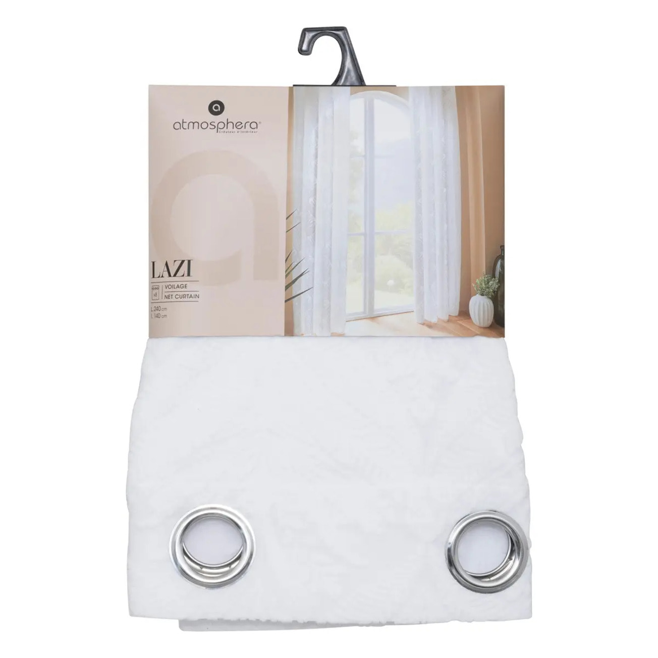 Voilage motif wild "Lazi" blanc 140x240cm