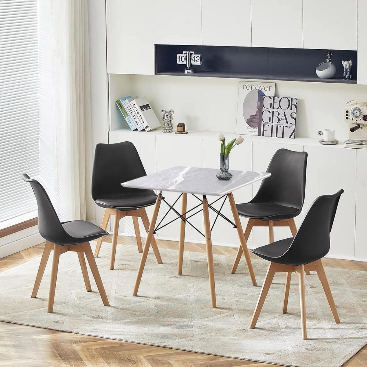 Tavolo da pranzo quadrato top verde salvia 70x70x74 cm - Ester