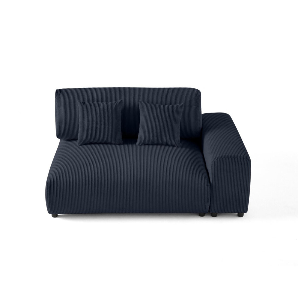Garance - module d'assise 2 places avec accoudoir droit - en velours côtelé - Bleu nuit