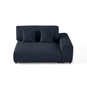 Garance - module d'assise 2 places avec accoudoir droit - en velours côtelé - Bleu nuit