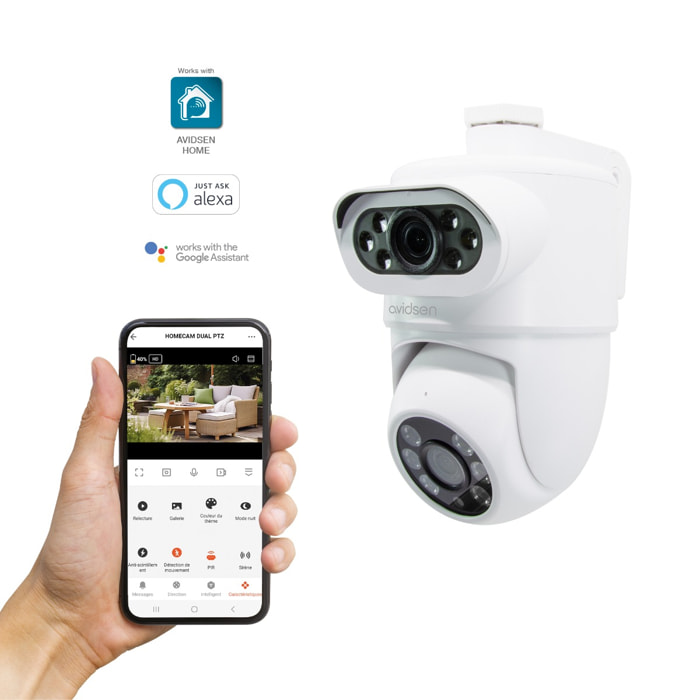 Lot de 2 caméras IP connectées extérieures motorisées 2K avec double objectif HomeCam Dual PTZ