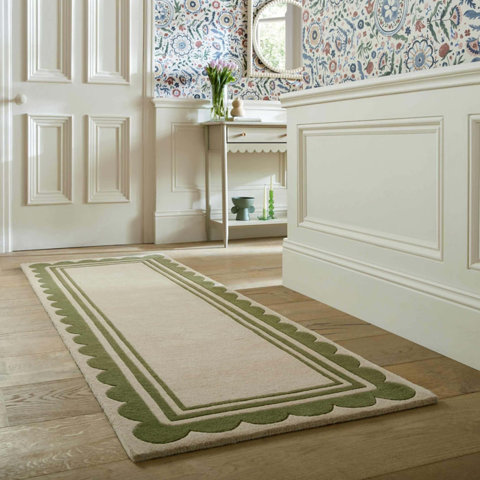 Tapis de couloir en laine à bordure festonné LOIS