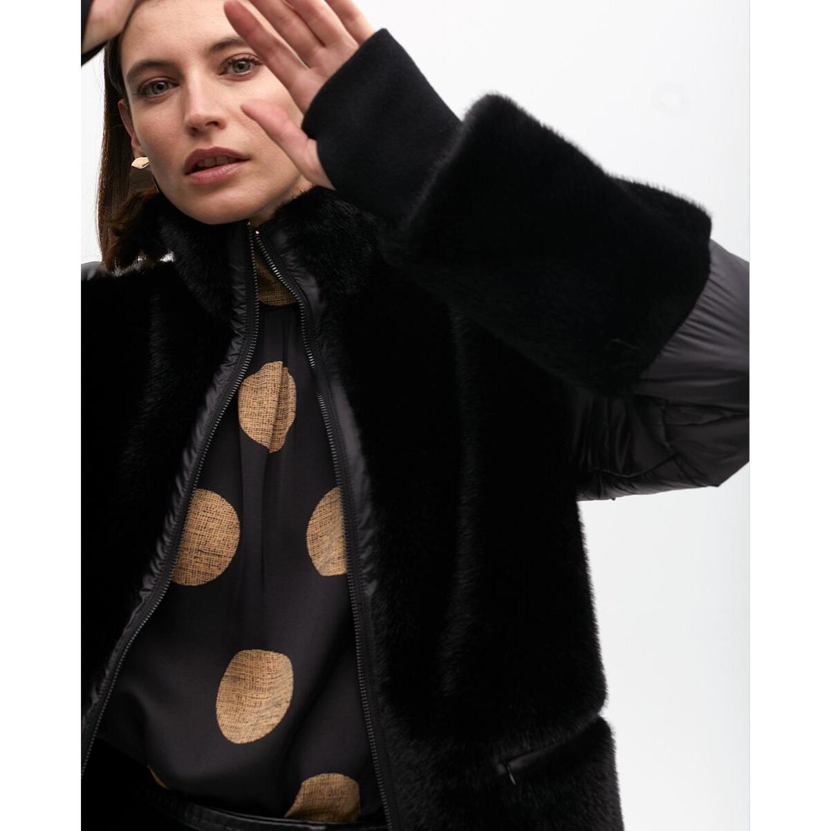 Cappotto combinato piume e pelliccia