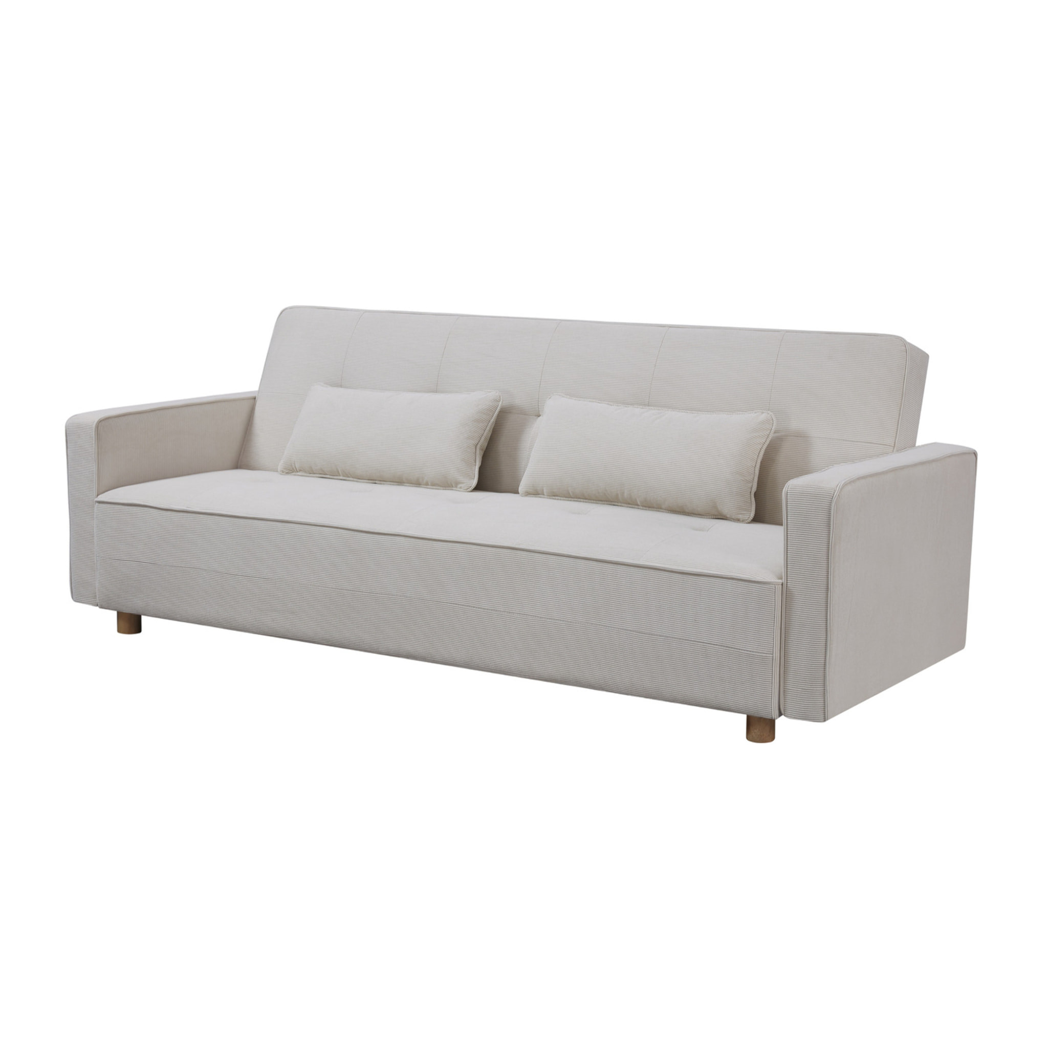 Canapé convertible 3 places en velours côtelé beige COOPER