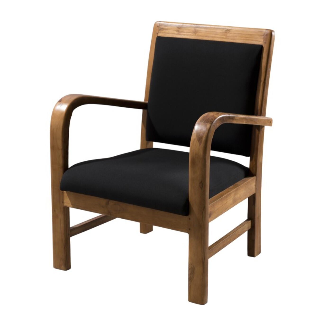 DAK - Fauteuil scandi teck et tissu noir