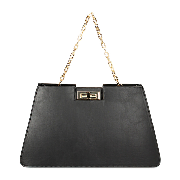 Bolso de mano negro con cadenita