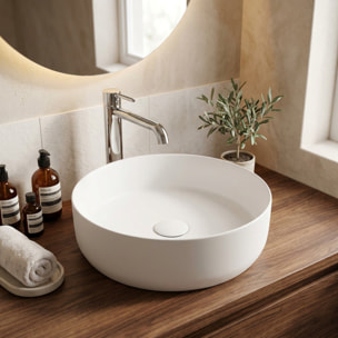 Vasque à poser ronde diamètre 39 cm - blanc mat - sans trop-plein - SAT Infinitio