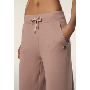 Pantalone wide leg in felpa viscosa effetto tricot