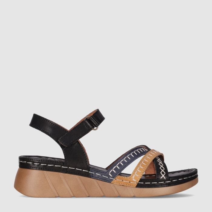 Sandalias de Piel - Negro - Tacón: 3 cm