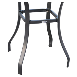 Table carrée bistro de jardin dim. 68L x 68l x 84H cm métal époxy gris plateau verre trempé granité