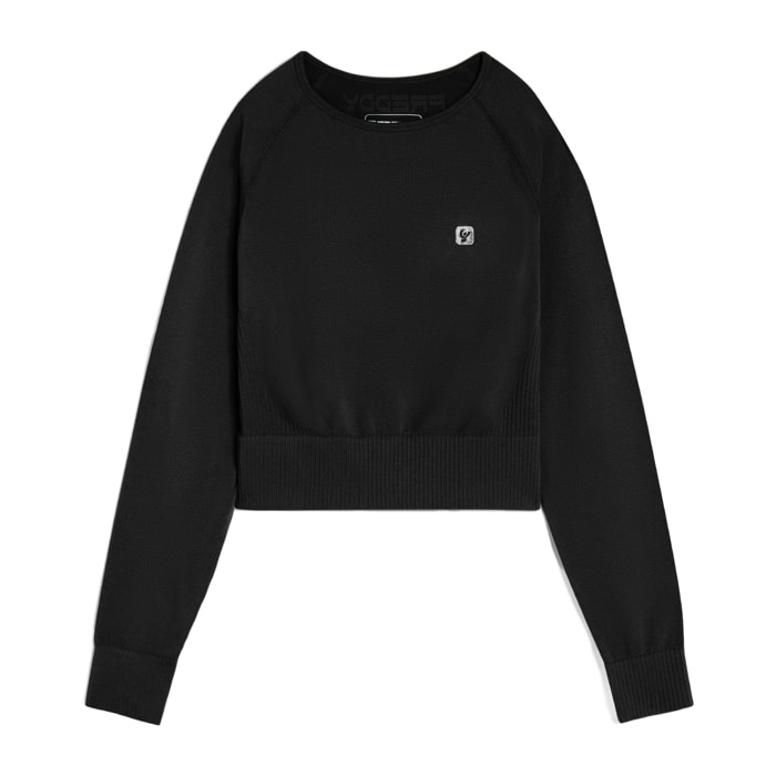 Top corto a manica lunga in tessuto seamless