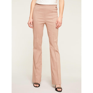 Motivi - Pantaloni lurex fit aderente con linea flare - Beige