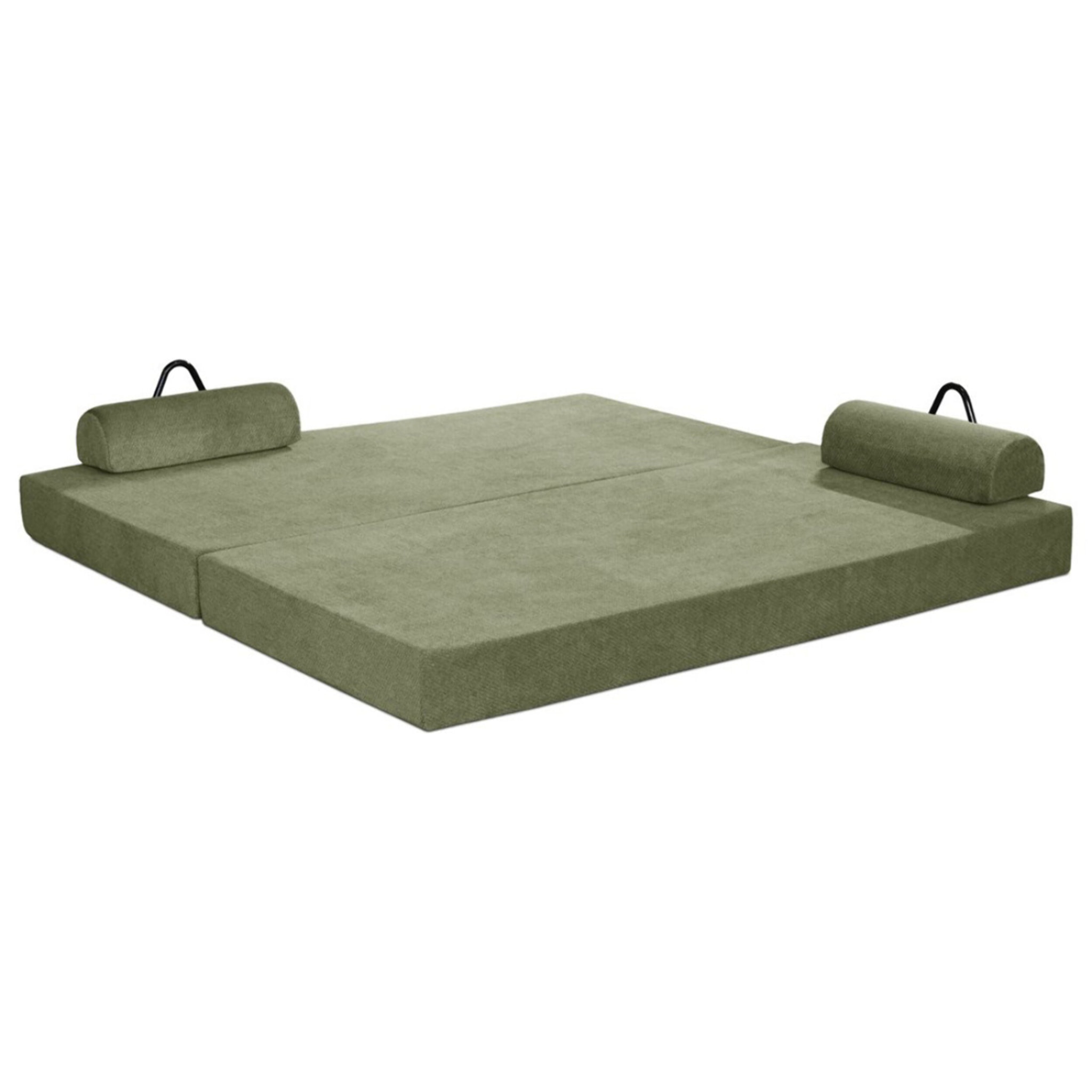Astral - Canapé 3 places convertible en velours texturé - Vert