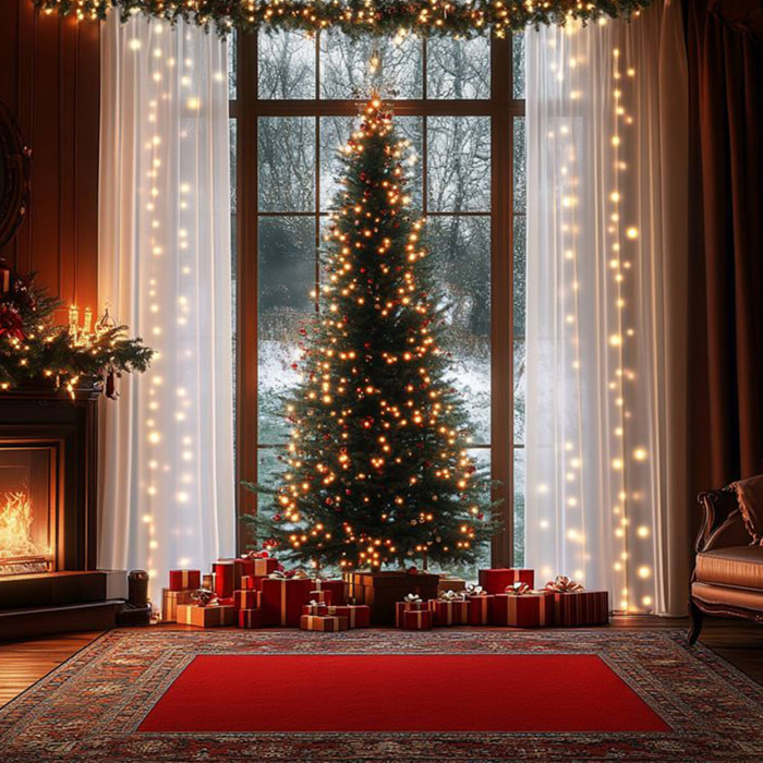 guirnalda con 80 luces led blanco cálido con temporizador y cable transparente