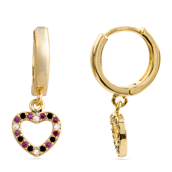Pendientes de Circonita Multicolor acabados en oro amarillo de 18k