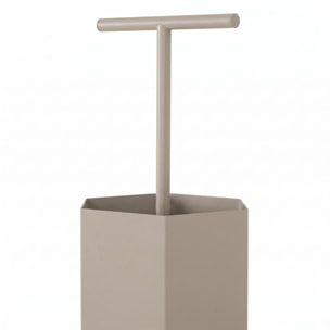 Ohm - Portaombrelli di Design 25x72x22 cm con Feritoia di Svuotamento acqua in Metallo Tortora