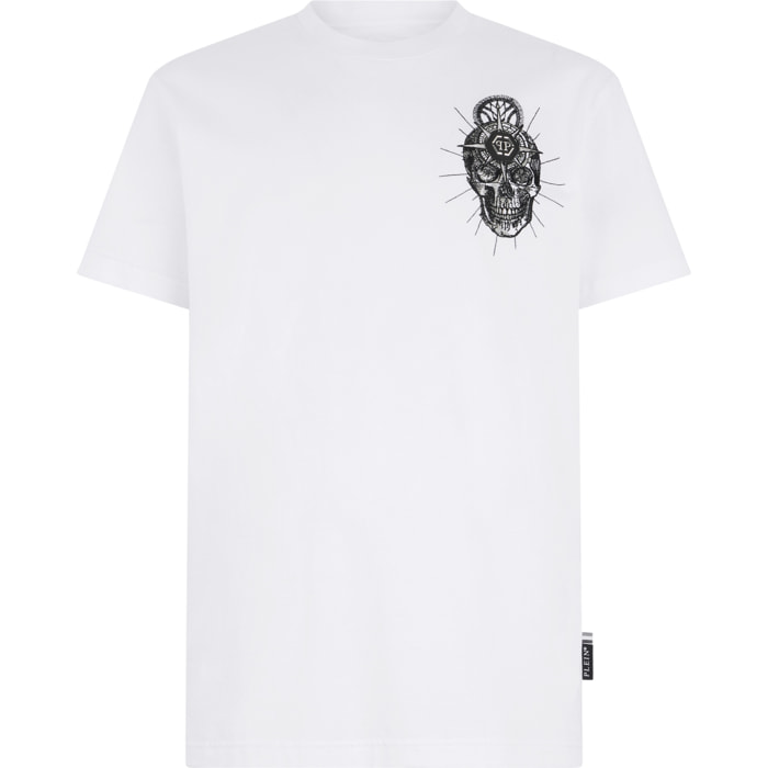 PHILIPP PLEIN Round Neck T-Shirt Chest Embroidery Skull