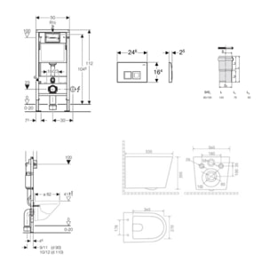 Pack WC bâti-support Duofix  + WC suspendu sans bride + abattant SoftClose + plaque blanche + set d'habillage (CETORGEB1SB)